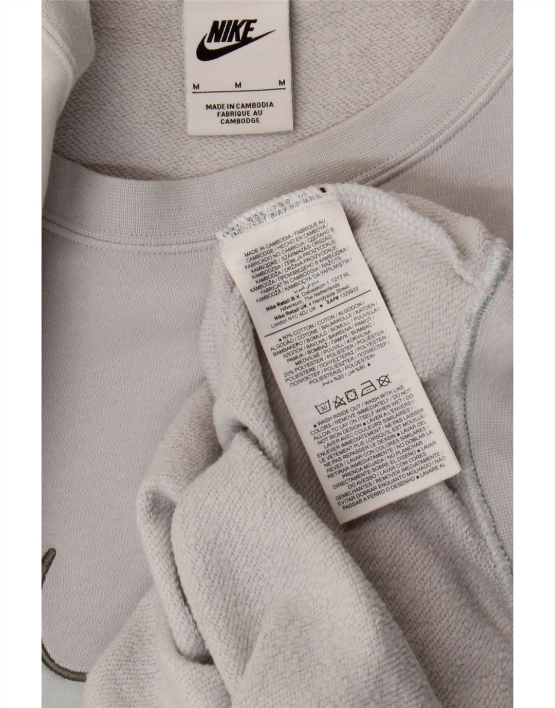 Nike Dame Grafisk Sweatshirt Jumper UK 14 Medium Grey Bomuld