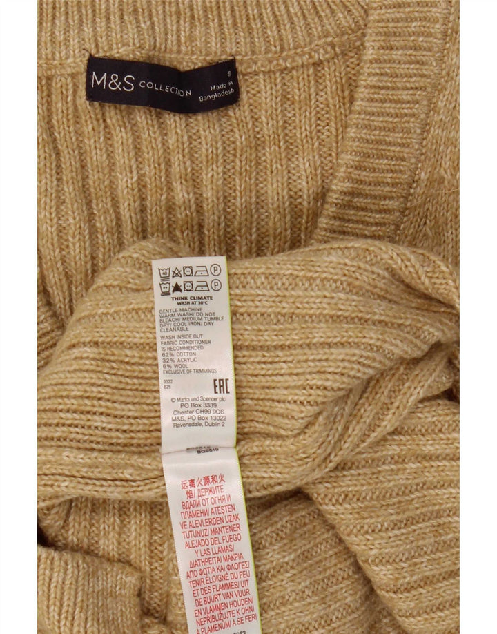 Marks & Spencer Dame Vest Tank Top UK 10 Small Beige Bomuld