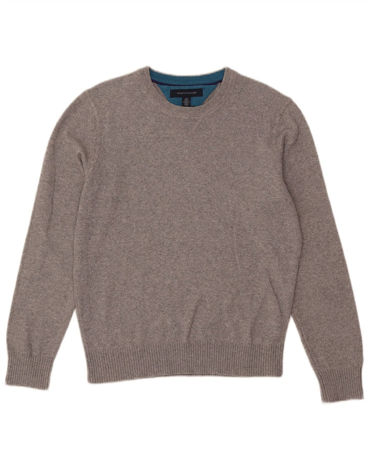 Tommy Hilfiger Herre sweater med rund hals, lille grå bomuld