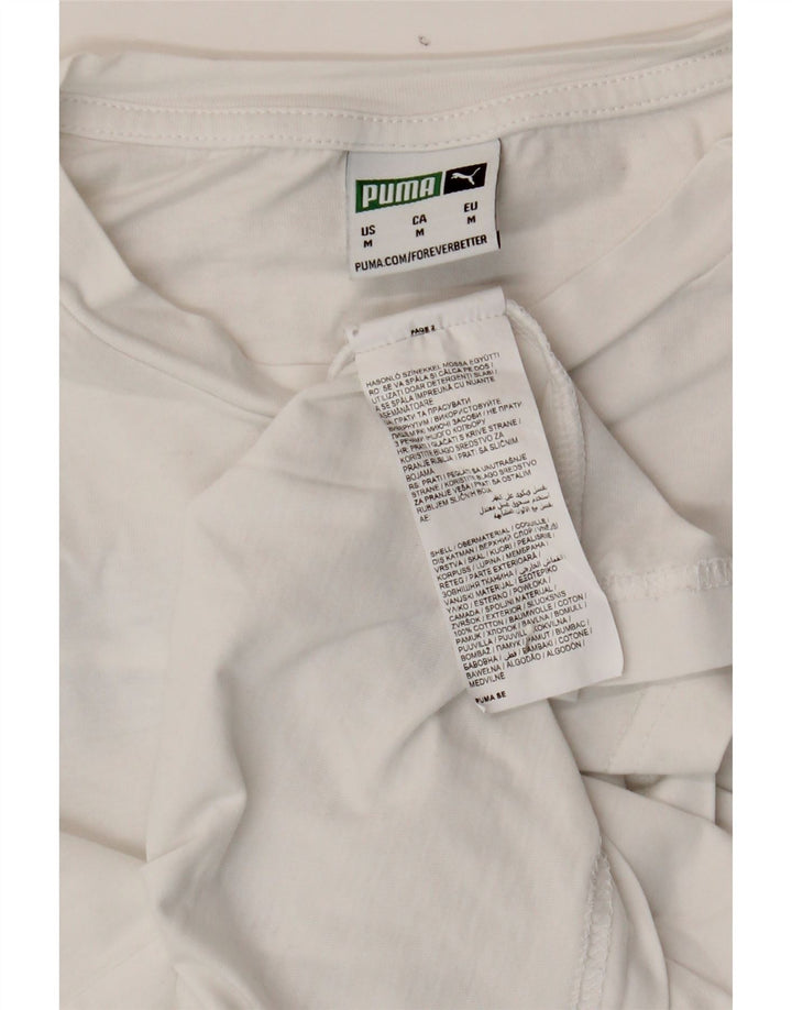 PUMA Mens Graphic T-Shirt Top Medium White Cotton Vintage Puma and Second-Hand Puma from Messina Hembry 