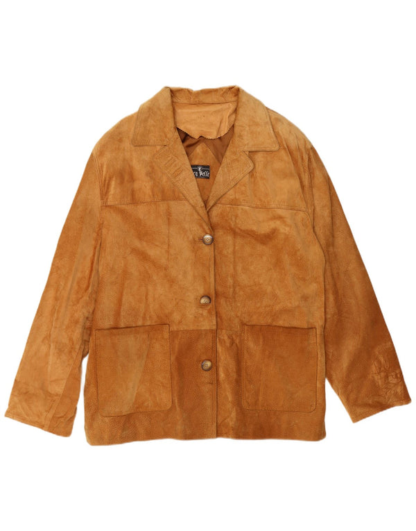 Vera Pelle Dame Oversized Ruskindsjakke IT 48 XL Beige Læder