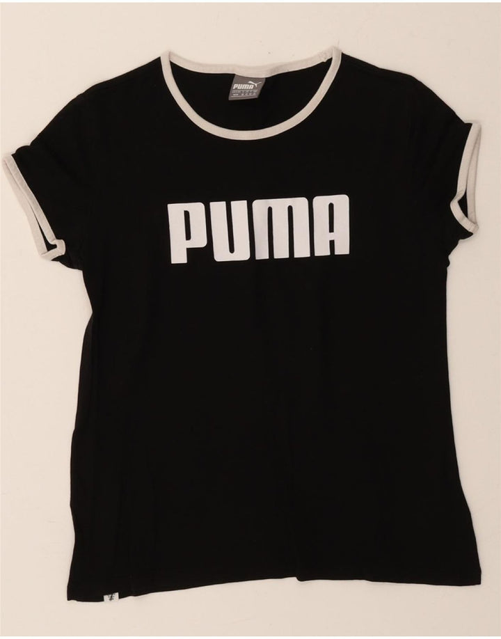 PUMA Womens Graphic T-Shirt Top UK 12 Medium Black Cotton Vintage Puma and Second-Hand Puma from Messina Hembry 