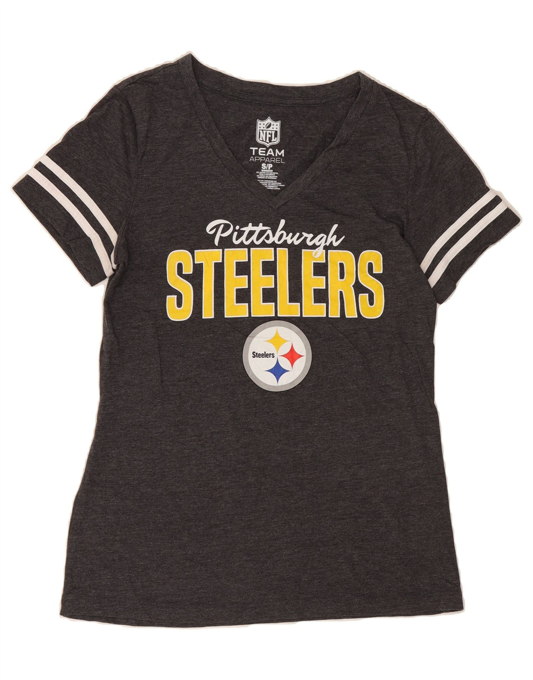 NFL TEAM APPAREL Womens Graphic T-Shirt Top UK 10 Small Grey Vintage NFL TEAM APPAREL and Second-Hand NFL TEAM APPAREL from Messina Hembry 