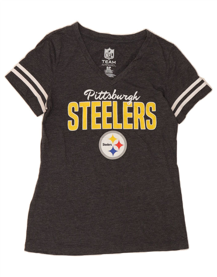 NFL TEAM APPAREL Womens Graphic T-Shirt Top UK 10 Small Grey Vintage NFL TEAM APPAREL and Second-Hand NFL TEAM APPAREL from Messina Hembry 