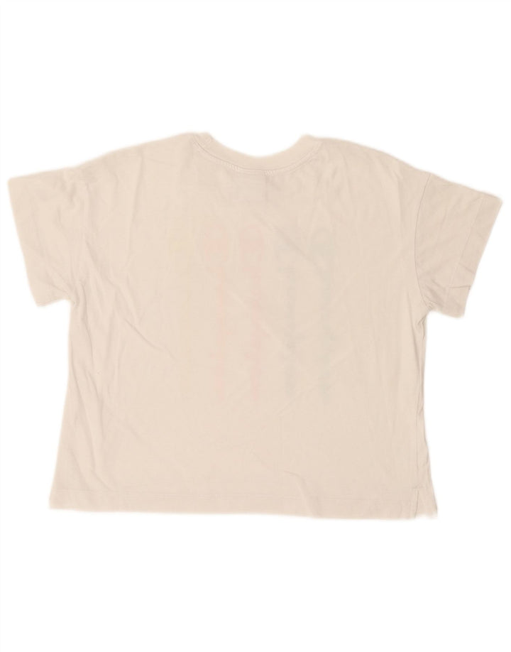 Champion Womens Crop Grafisk T-Shirt Top UK 14 Medium White