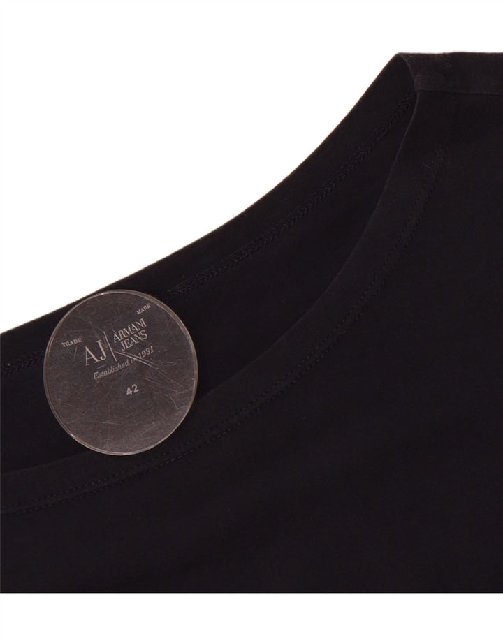 ARMANI JEANS Womens Graphic Top Long Sleeve IT 42 Medium Navy Blue Vintage Armani Jeans and Second-Hand Armani Jeans from Messina Hembry 