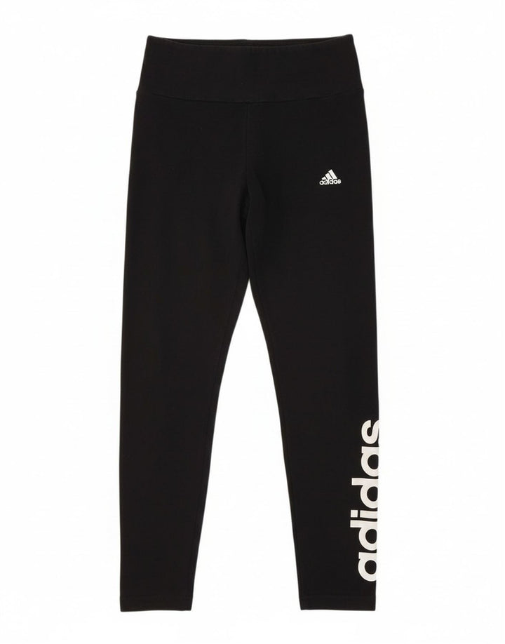ADIDAS Womens Graphic Leggings UK 12/14 Medium  Black Cotton