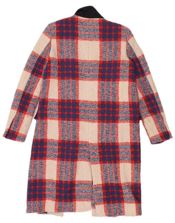 Zara Womens Open Overcoat UK 10 Small Multicolored Plaid Acryl