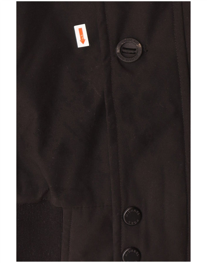 MICHAEL KORS Mens Hooded Sherpa Bomber Jacket UK 36 Small Black Polyester