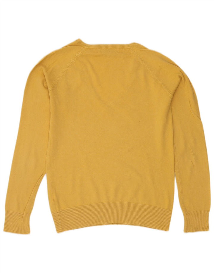 Zara Dame V-hals sweater UK 12 Medium Gul Bomuld