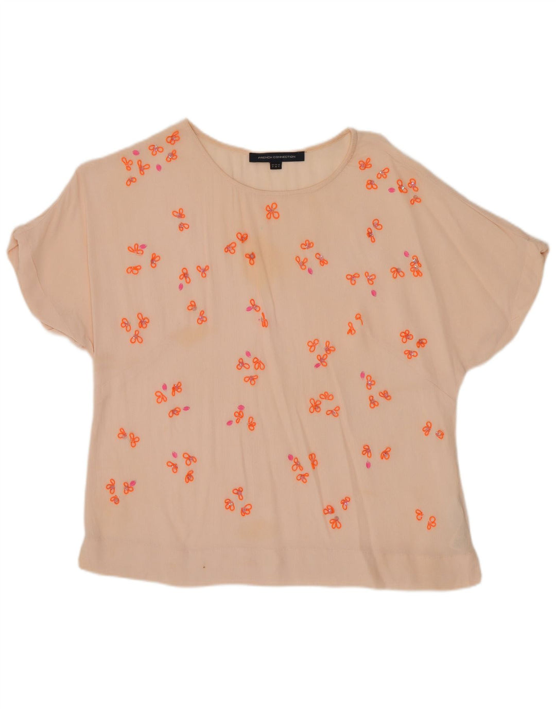 French Connection Damebluse Top UK 8 Small Pink Floral Viscose