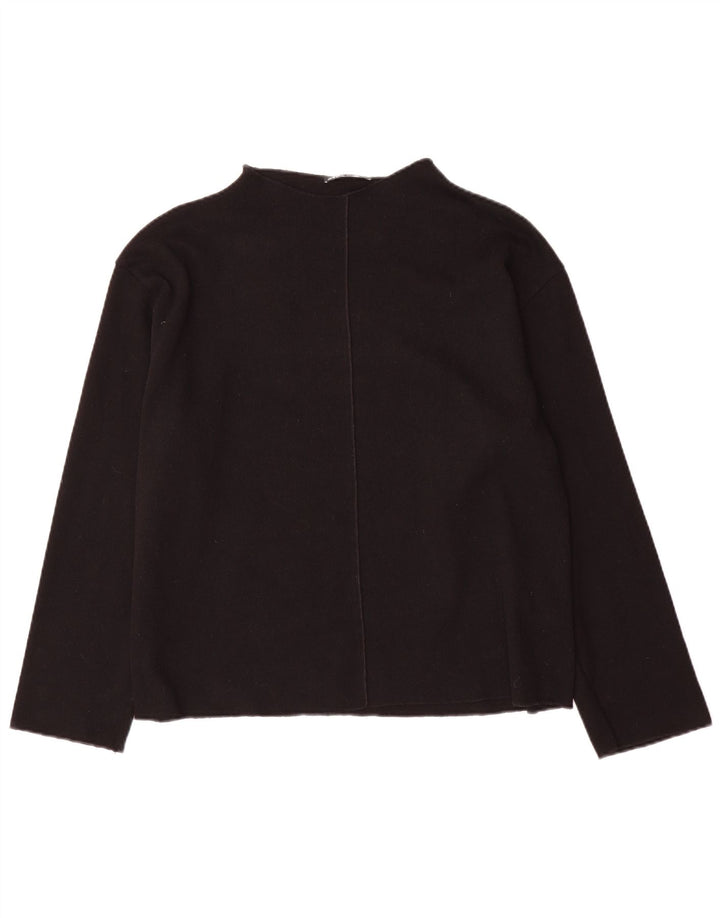 Zara Dame Turtle Neck Jumper Sweater UK 16 Large Black Bomuld