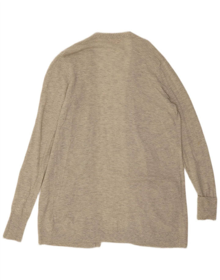 Fat Face Dame Longline Åben Cardigan Sweater UK 12 Medium Grey Uld