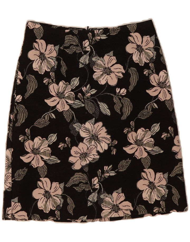 WAREHOUSE Womens A-Line Skirt UK 8 Small W26  Black Floral Polyester Vintage Warehouse and Second-Hand Warehouse from Messina Hembry 