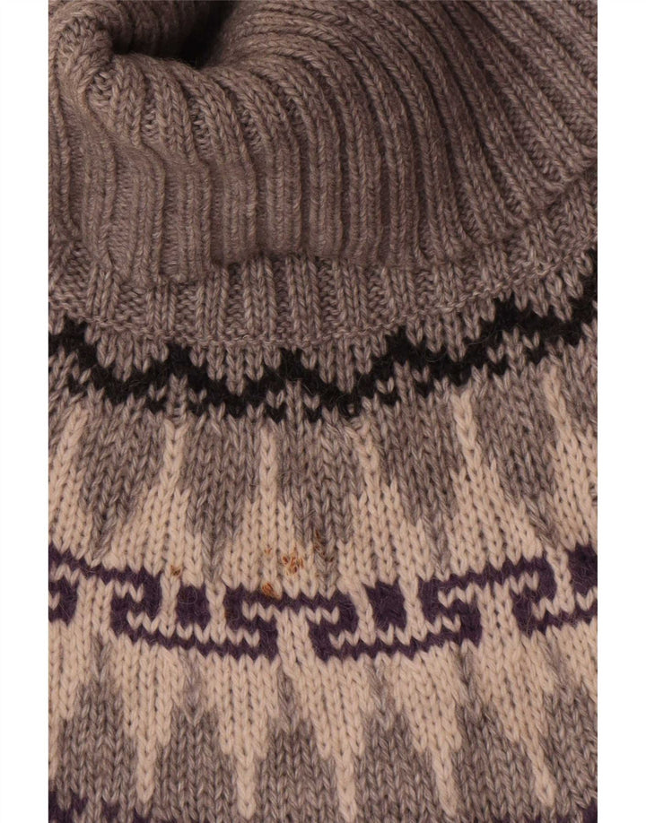 Marks & Spencer Dame Rullehalstrøje trøje UK 12 Medium Grey Fair Isle