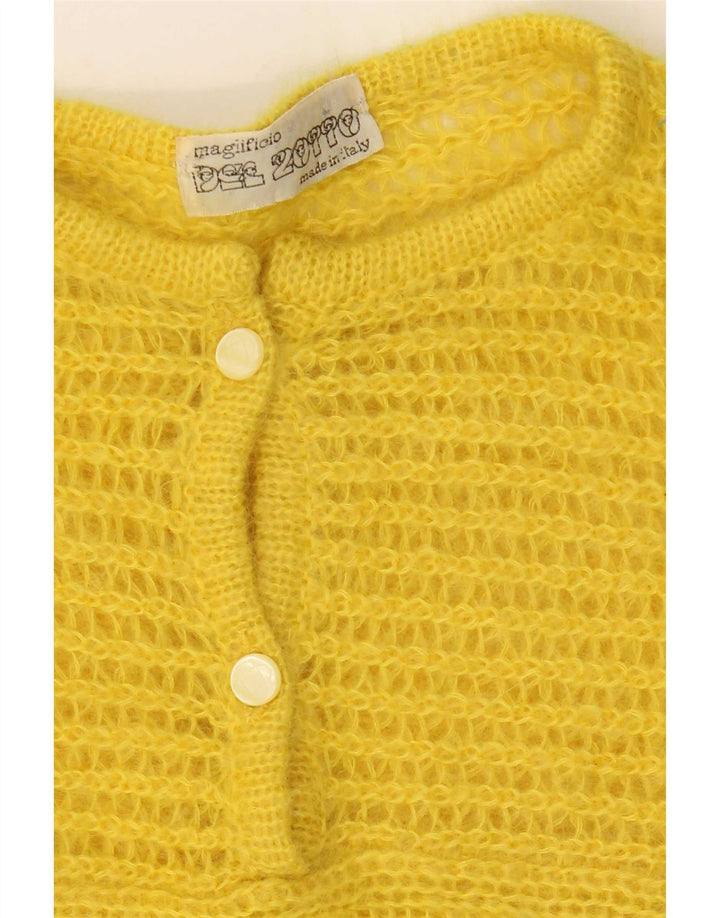 Vintage Dame Button Neck Jumper Sweater UK 18 XL Gul