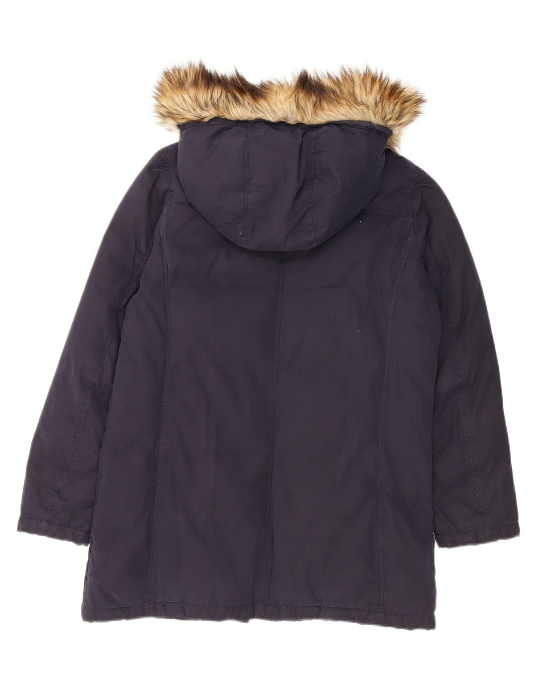 Benetton Dame Hætte Oversized Polstret Frakke UK 8 Small Navy Blue