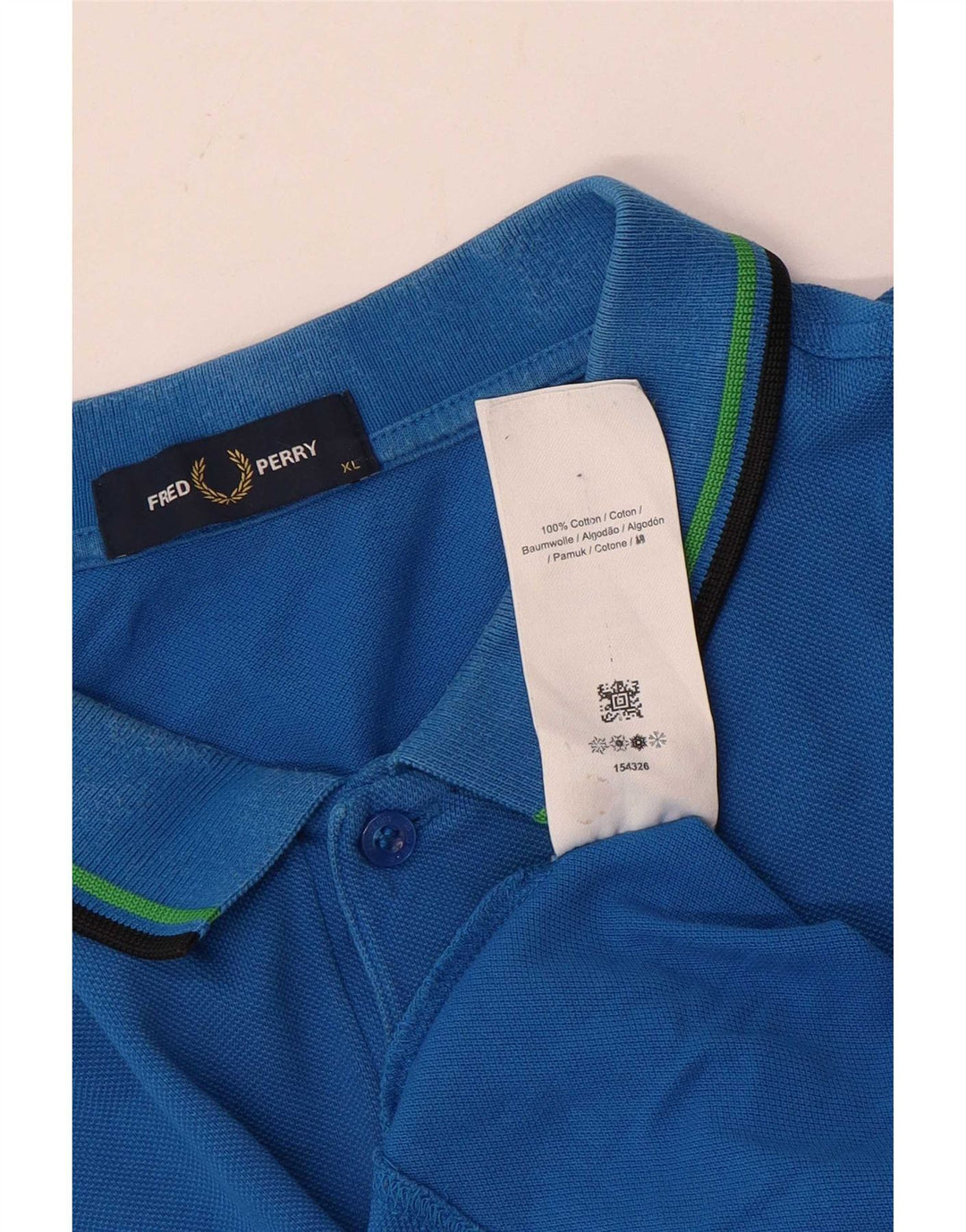 Fred Perry Herre poloshirt XL blå stribet bomuld