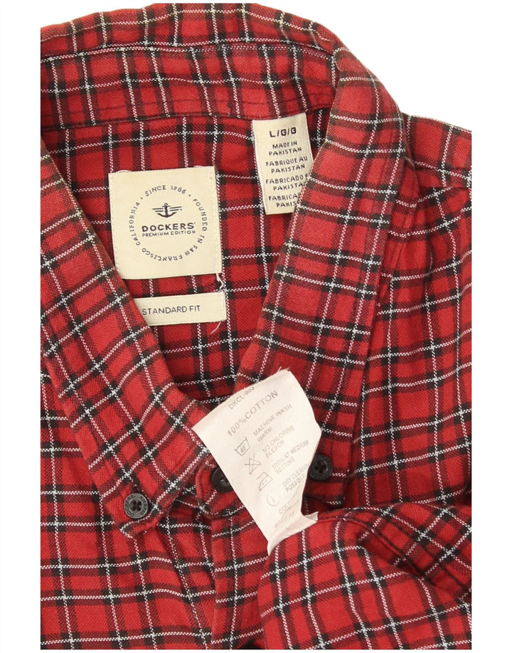 Dockers Herre Standard Fit Flanellskjorte Stor rød ternet bomuld