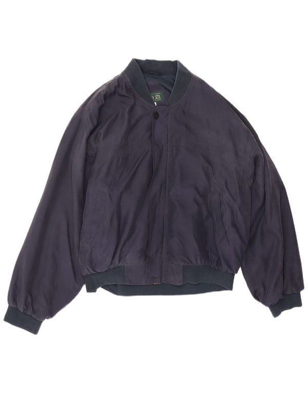 Vintage herre bomberjakke UK 44 2XL marineblå silke