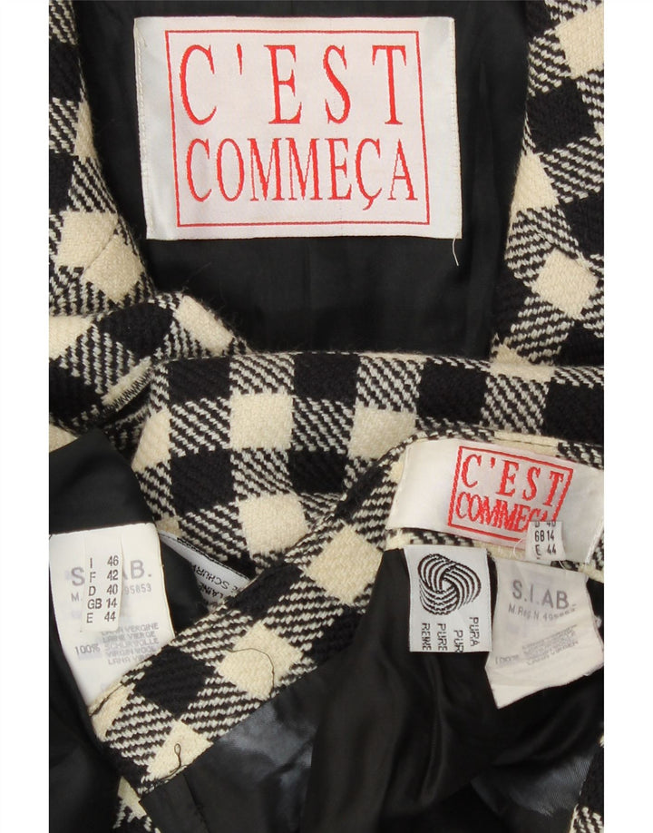 C'EST COMMECA Dame 2-delt nederdel Sæt UK 14 Medium W30 Black Gingham