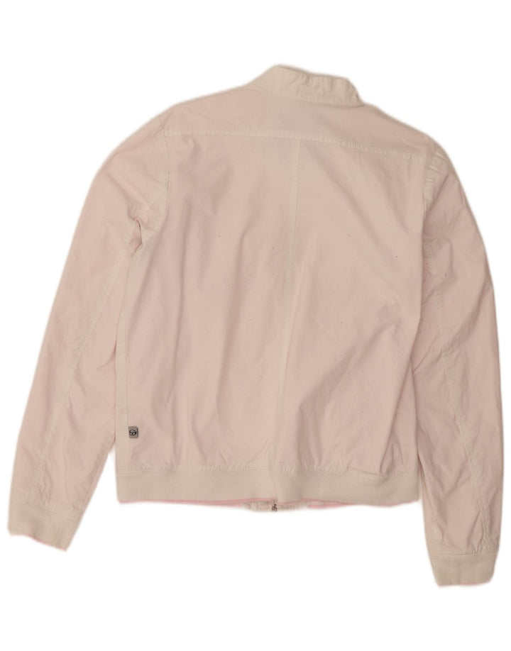 SERGIO TACCHINI Womens Bomber Jacket IT 46 Large Off White Cotton