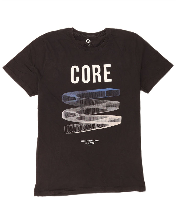 Jack & Jones Herre grafisk T-shirt Top Stor sort bomuld