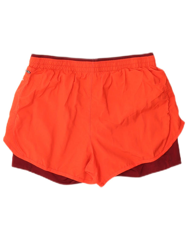 Nike Dame Dri Fit Sports Shorts UK 12 Medium Orange Colourblock Polyester