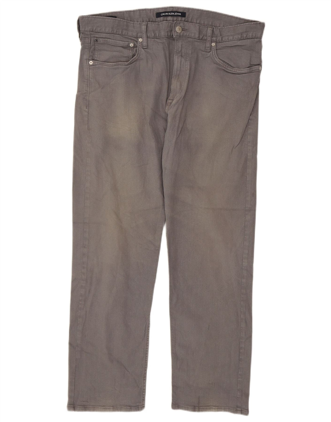 CALVIN KLEIN Straight jeans til mænd W36 L30 Grå bomuld