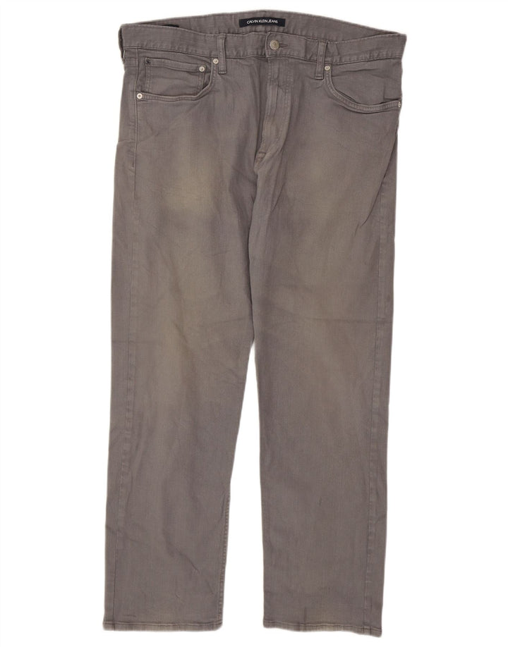 CALVIN KLEIN Straight jeans til mænd W36 L30 Grå bomuld
