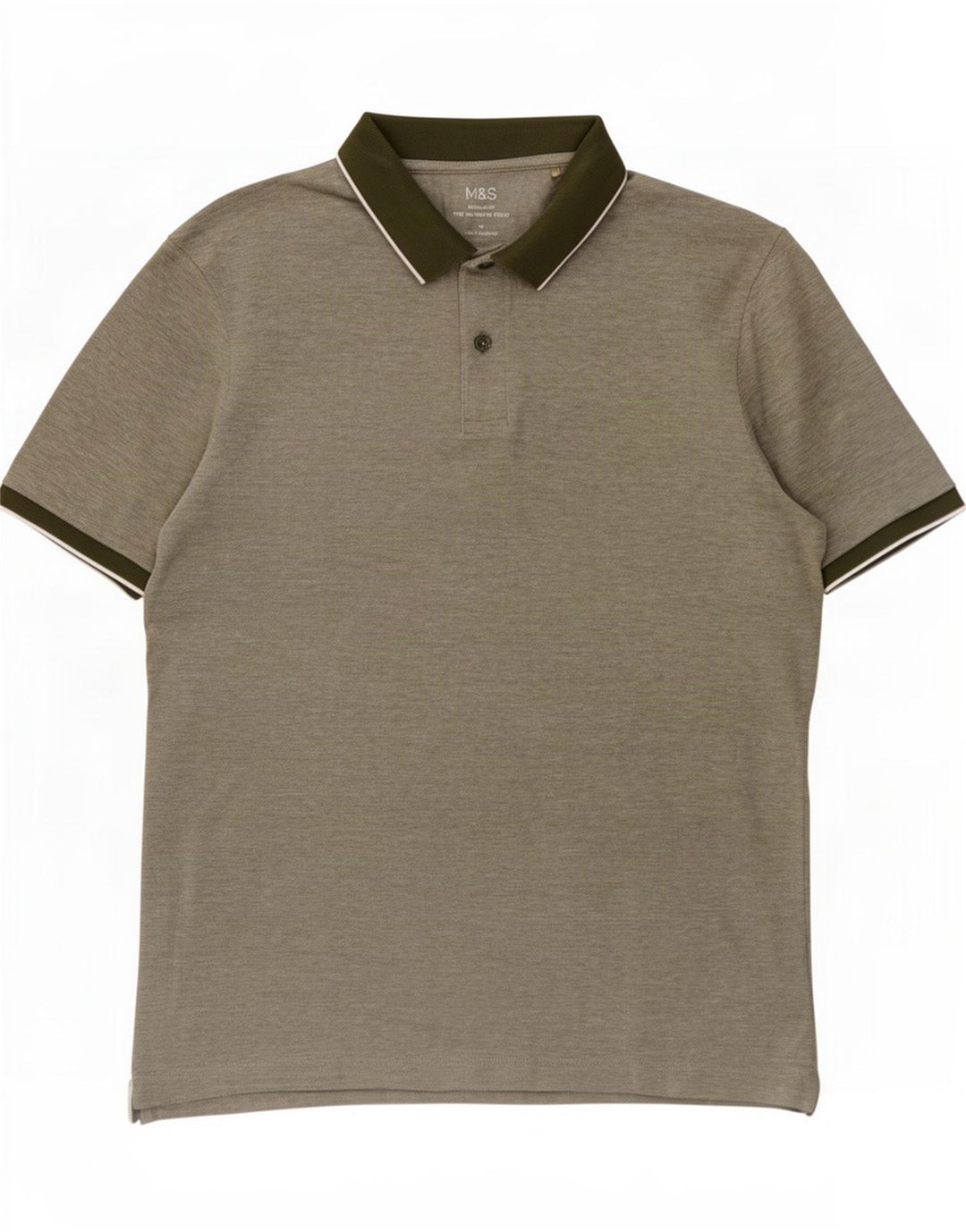 Marks & Spencer Herre Regular Fit Polo Shirt Medium Green Bomuld