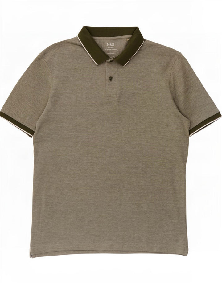 Marks & Spencer Herre Regular Fit Polo Shirt Medium Green Bomuld