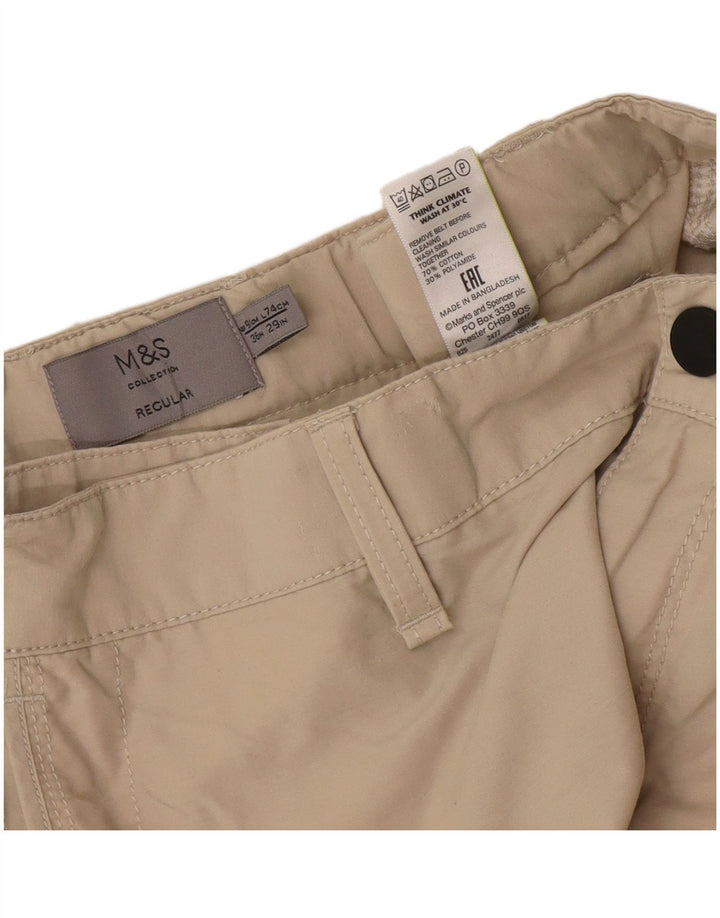 Marks & Spencer Herre Straight Cargo Bukser W36 L29 Beige Bomuld