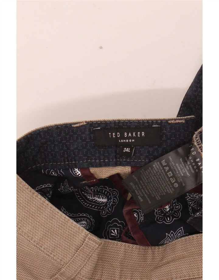 Ted Baker Herre lige jakkesætsbukser W34 L32 Beige Bomuld