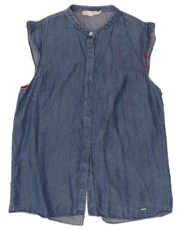 Ted Baker Dame Loose Fit Ærmeløs denimskjorte str. 2 Small Blue Lyocell