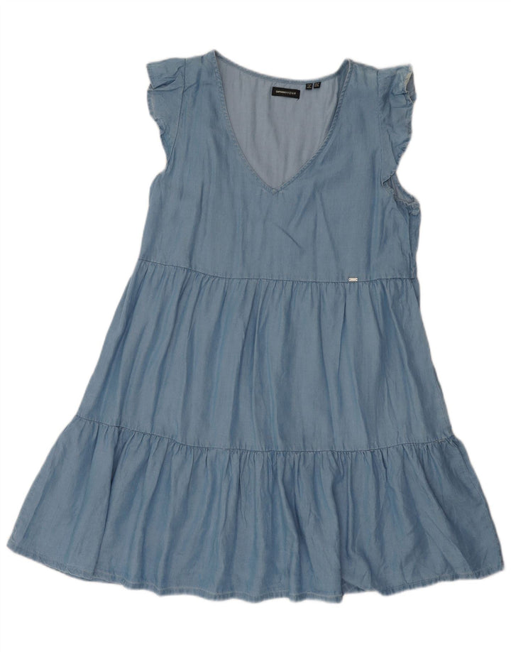Superdry Womens A-Line Kjole UK 12 Medium Blue Lyocell