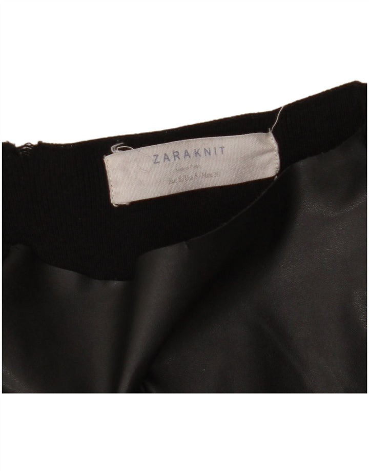 ZARA Womens Crop 3/4 ærme off Shoulder Top UK 10 Small Black