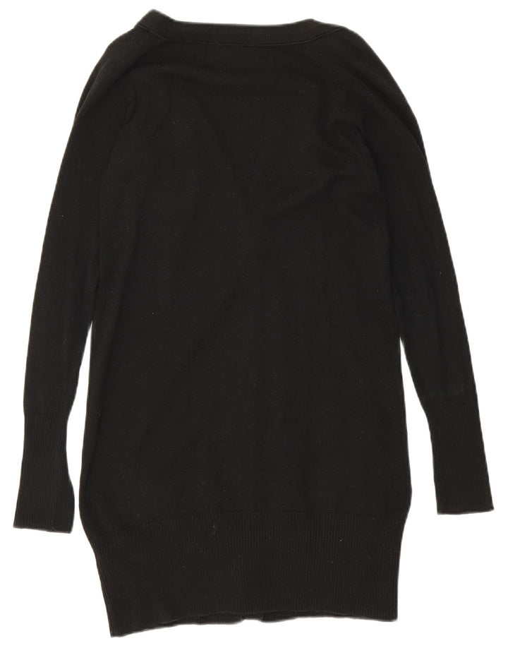 Zara Womens Longline Cardigan Sweater UK 12 Medium Black Bomuld