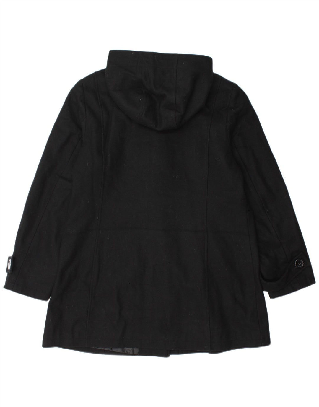 Vintage Dame Hooded Duffel Coat UK 14 Large Black Wool