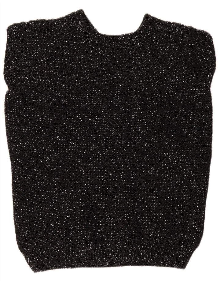 Vintage Dame Vest Tank Top UK 12 Medium Black Flecked