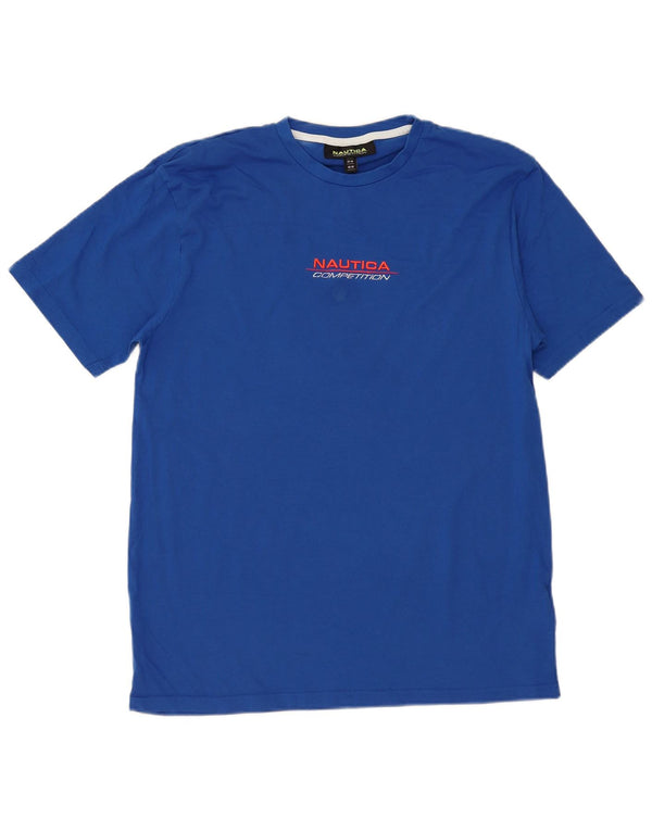 Nautica Herre grafisk T-shirt Top Medium Blå Bomuld