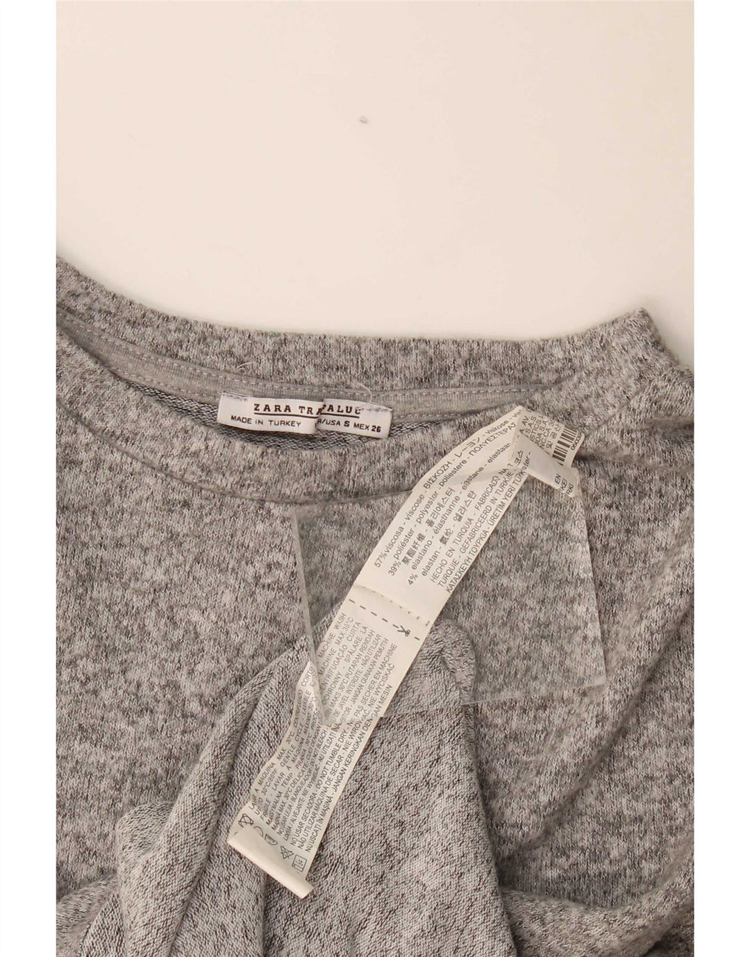 Zara Dame Trafaluc Oversized Top Langærmet UK 10 Små Grå Flecked