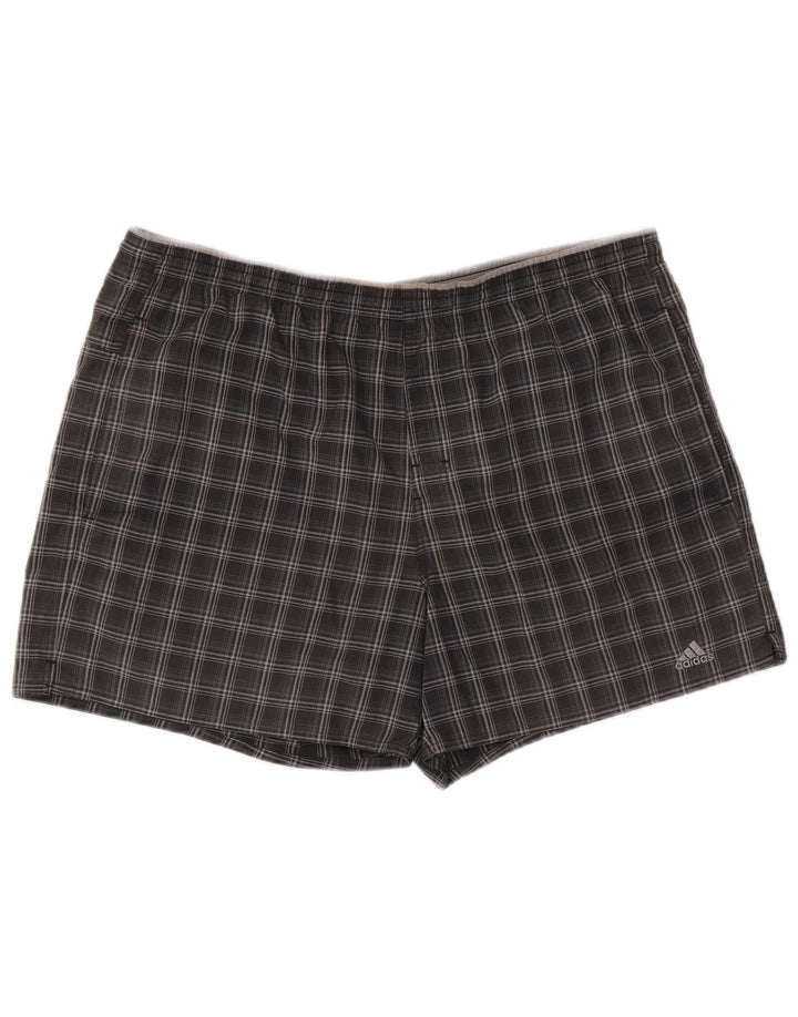 Adidas Sportshorts til mænd, store grå ternet polyester