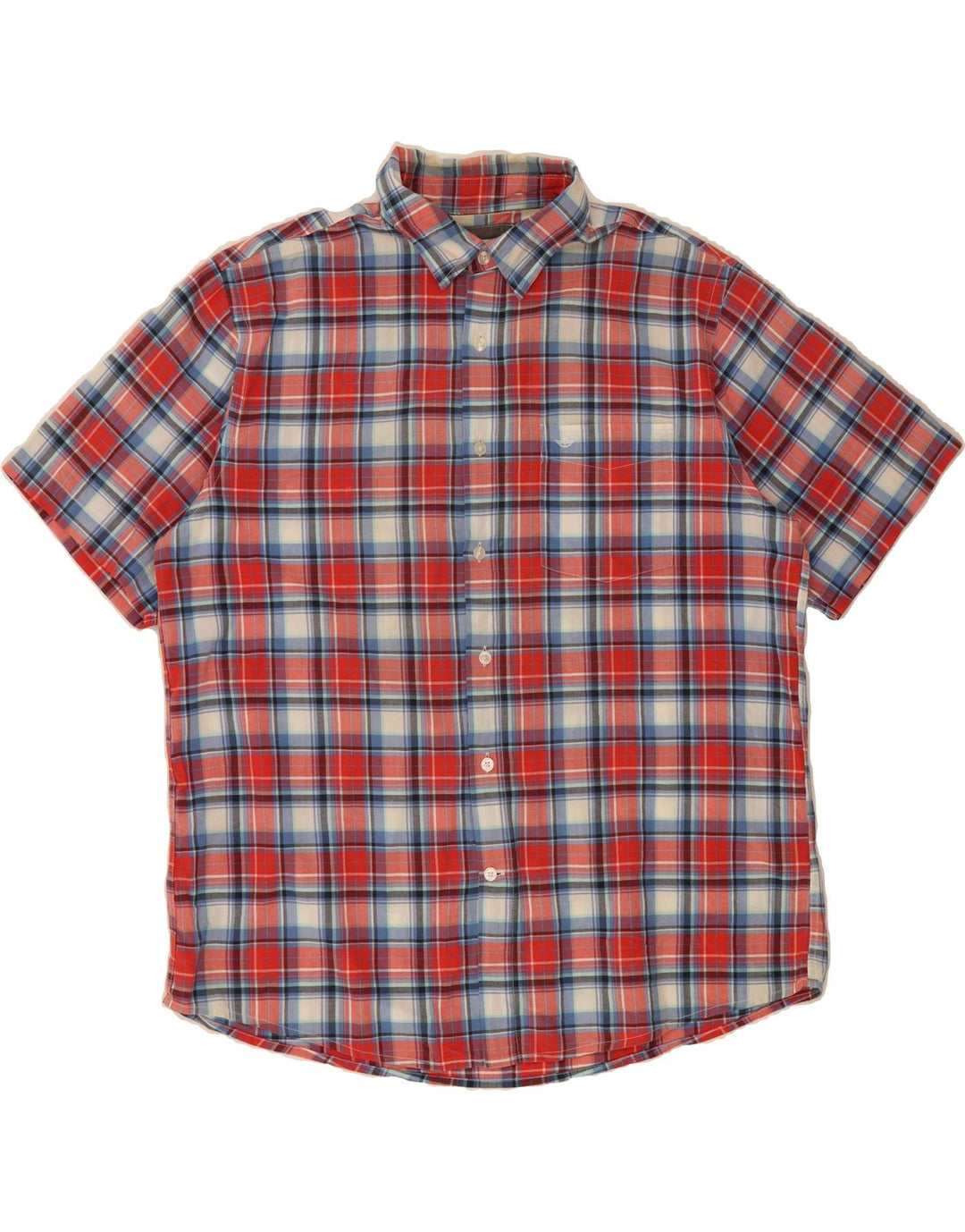 DOCKERS Mens Short Sleeve Shirt Large Red Check Cotton Vintage Dockers and Second-Hand Dockers from Messina Hembry 
