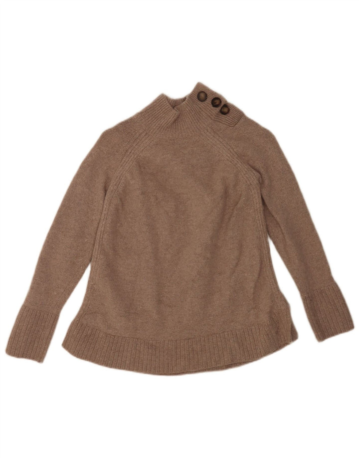 Crew Clothing Dame Button Neck Jumper Sweater UK 10 Small Beige Lammeuld