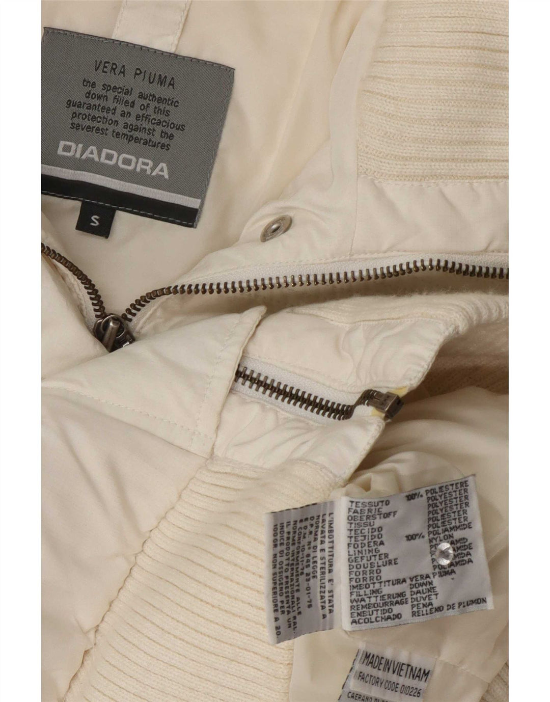 Diadora Dame Hooded Bomber Polstret Jakke UK 10 Small White Polyester