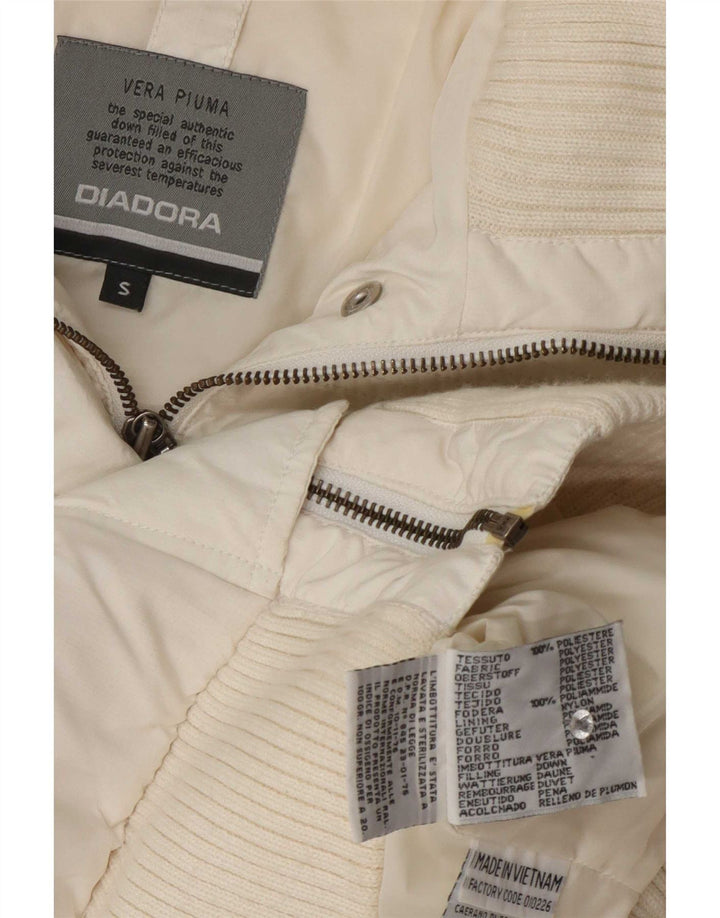 Diadora Dame Hooded Bomber Polstret Jakke UK 10 Small White Polyester