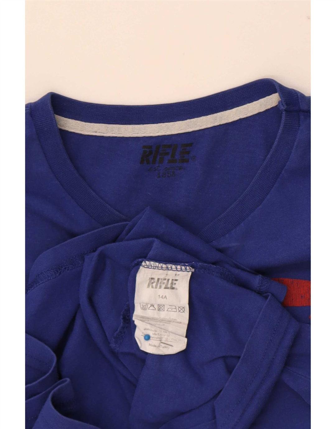 Rifle Drenge Grafisk T-Shirt Top 13-14 År Blå Bomuld