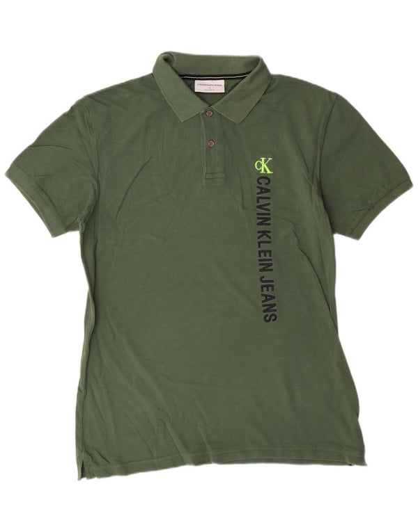 CALVIN KLEIN JEANS Herre Regular Fit grafisk poloshirt Medium Khaki Bomuld