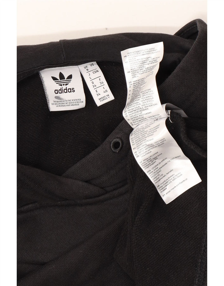 ADIDAS Dame Oversized Crop Hoodie Jumper UK 8 Small Black Bomuld